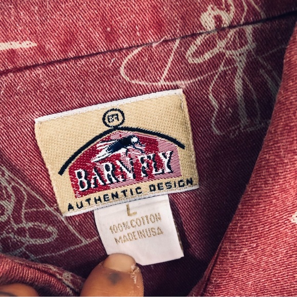 Vintage > Barn Fly Cowboy Lasso All Over Print Western Shirt > L - Picture 6 of 8